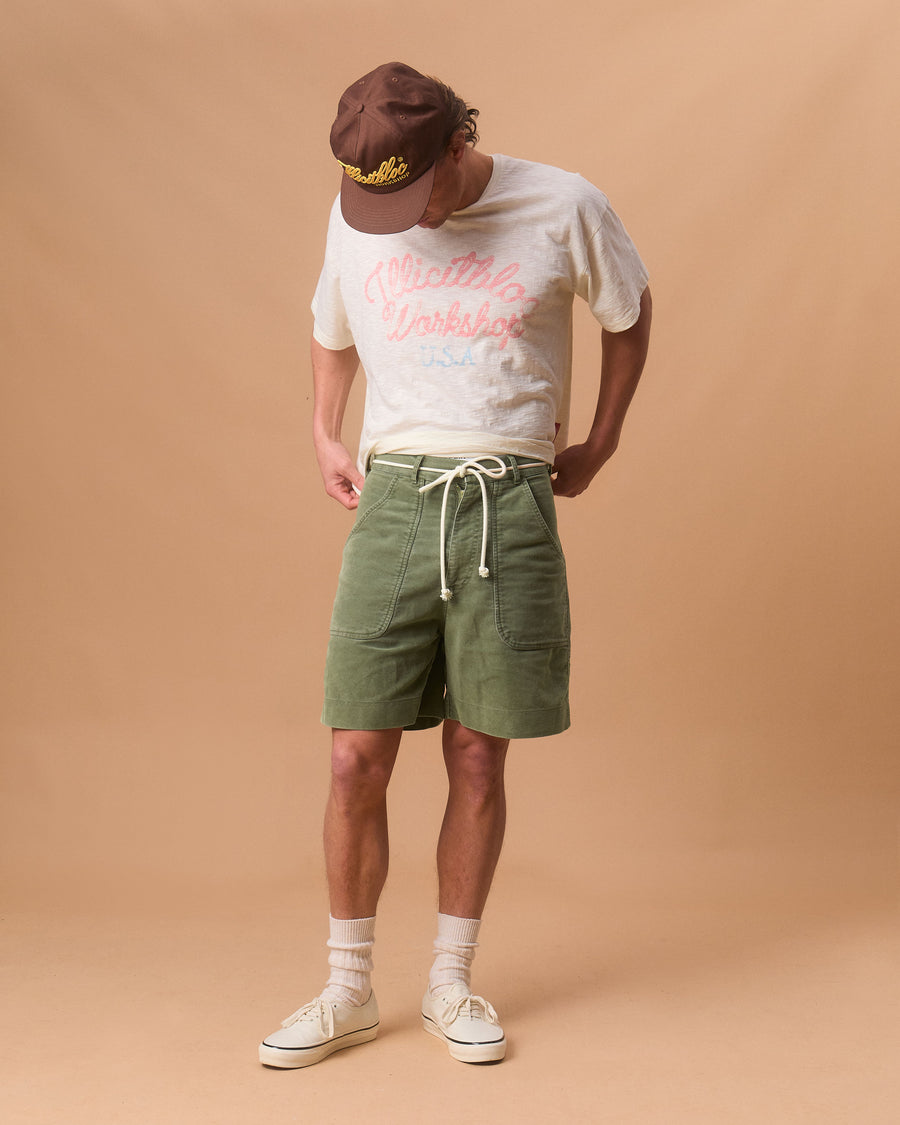 MOLESKIN FATIGUE SHORTS - MOSS GRAY