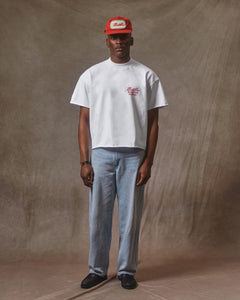 DRIVER MERCH RAW HEM T-SHIRT - WHITE