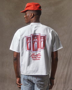 DRIVER MERCH RAW HEM T-SHIRT - WHITE