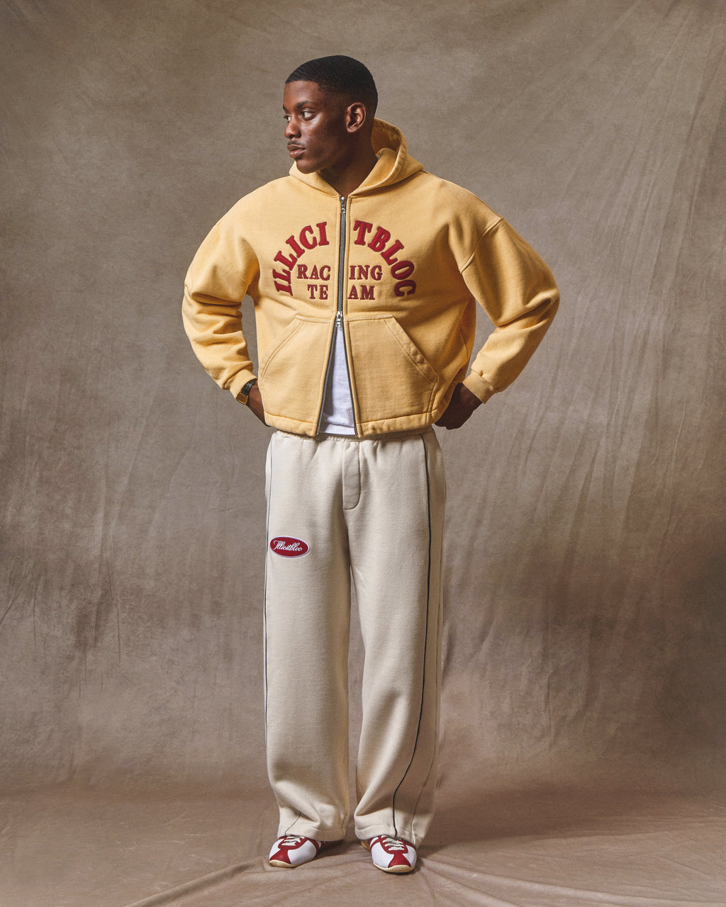 Racing Appliqué Zip Hoodie - Mimosa
