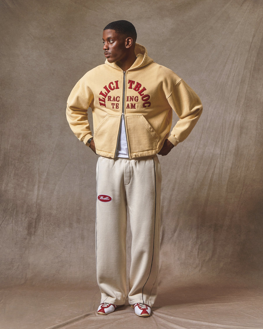 RACING APPLIQUÉ ZIP HOODIE - MIMOSA