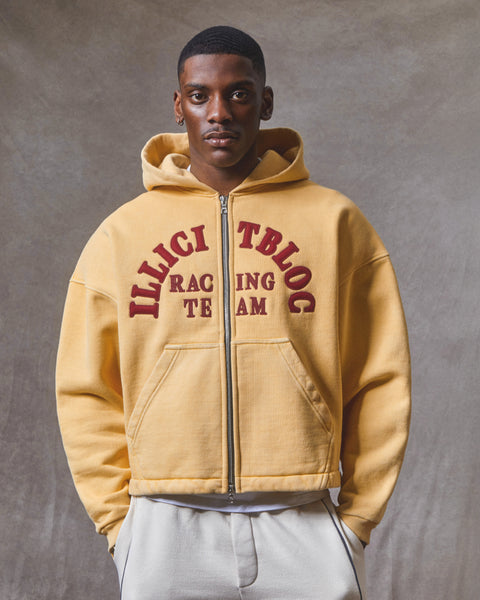 RACING APPLIQUÉ ZIP HOODIE - MIMOSA
