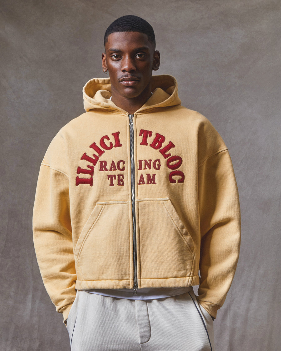 RACING APPLIQUÉ ZIP HOODIE - MIMOSA