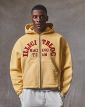 Load image into Gallery viewer, RACING APPLIQUÉ ZIP HOODIE - MIMOSA
