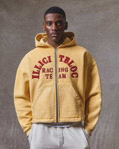 RACING APPLIQUÉ ZIP HOODIE - MIMOSA