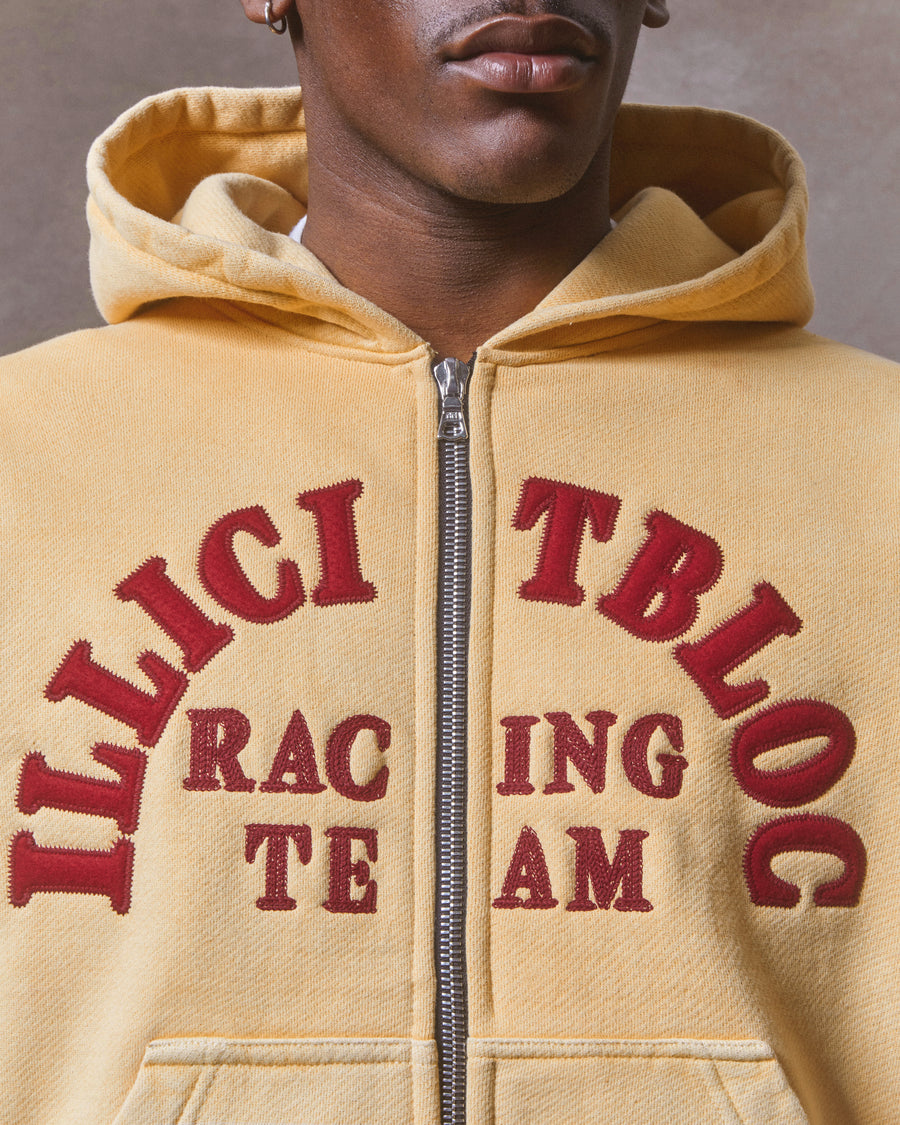 RACING APPLIQUÉ ZIP HOODIE - MIMOSA