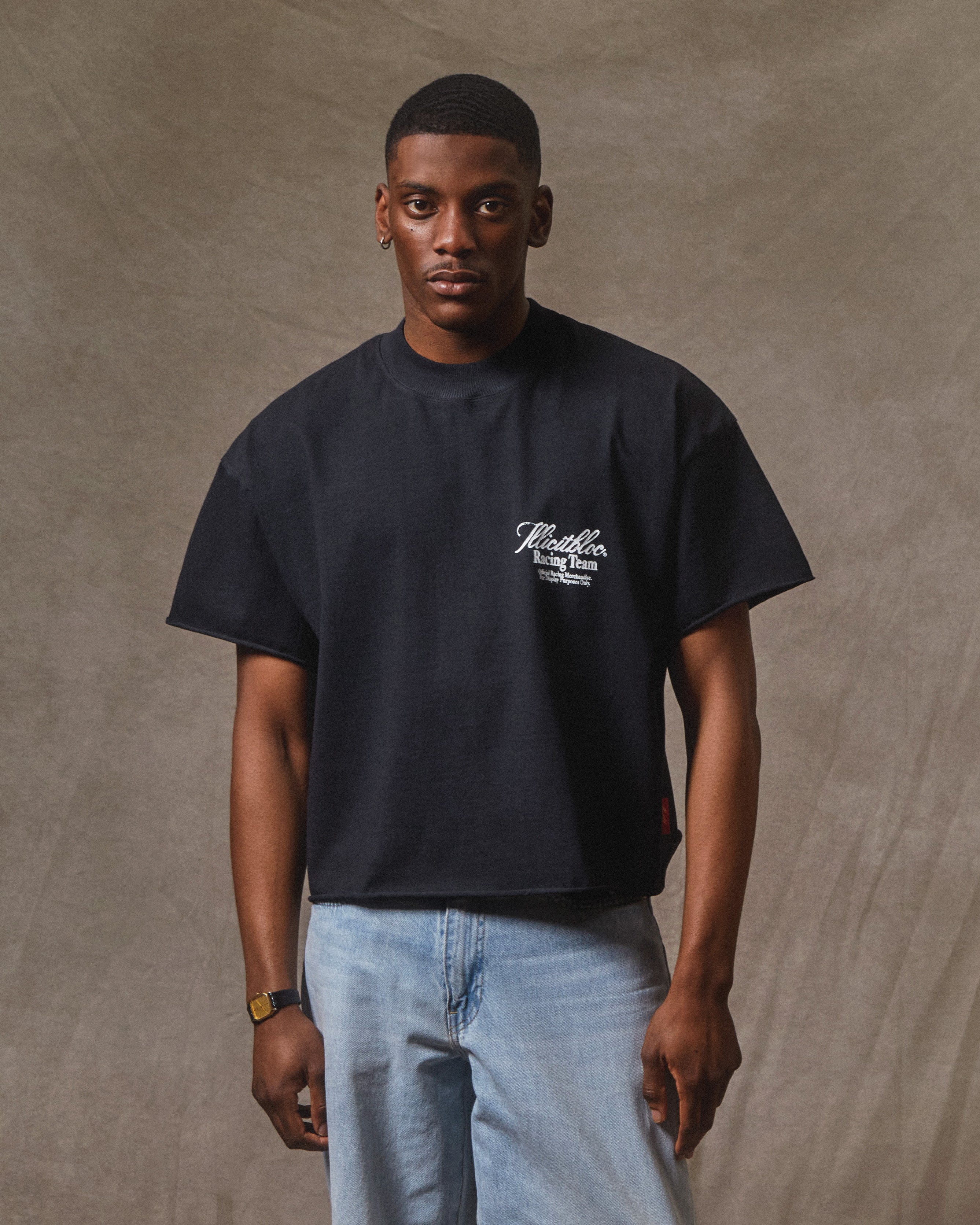 Crew Merch Raw Hem T-shirt - Vintage Black