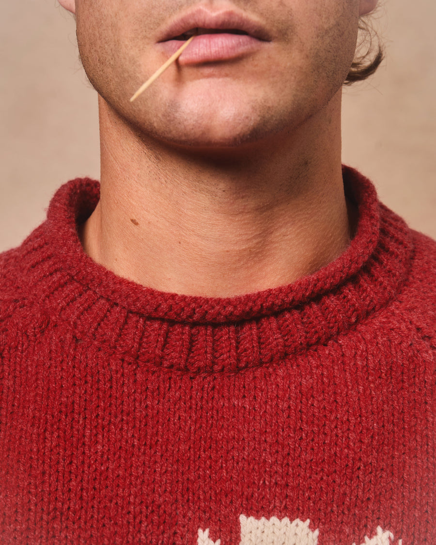 LASSO ROLLNECK PULLOVER - RED