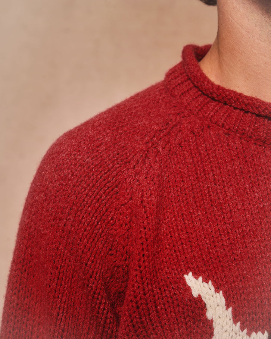 LASSO ROLLNECK PULLOVER - RED