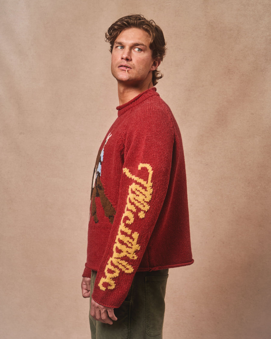 LASSO ROLLNECK PULLOVER - RED