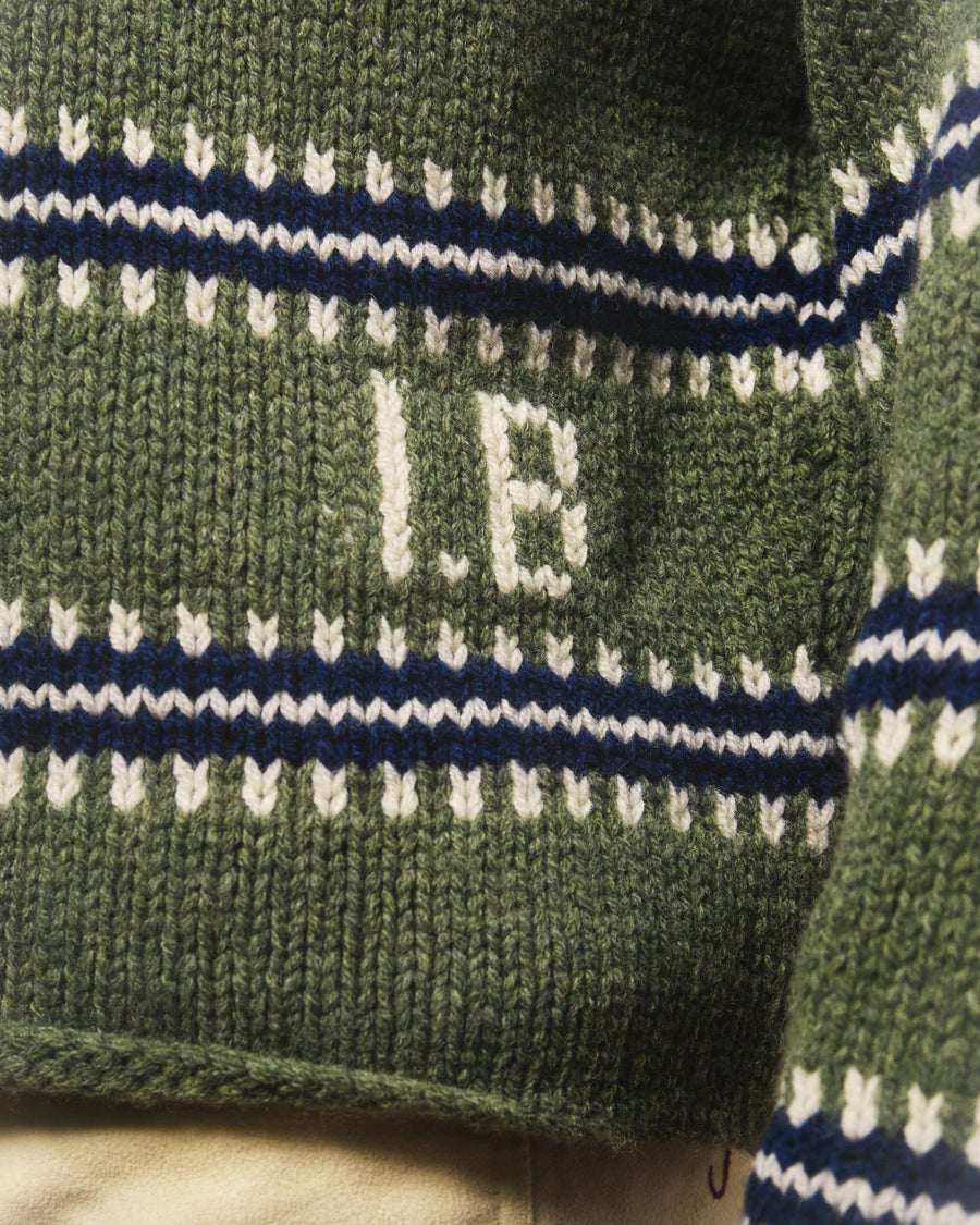 STRIPE ROLLNECK PULLOVER - YUCCA PALM & NAVY