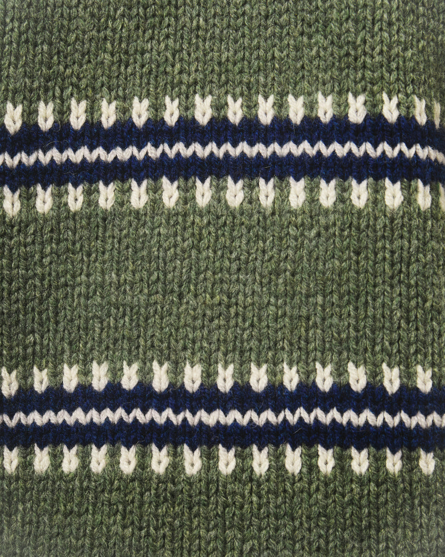 STRIPE ROLLNECK PULLOVER - YUCCA PALM & NAVY