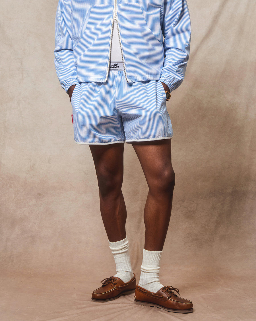 POPLIN SPORTS SHORTS - BLUE/WHITE