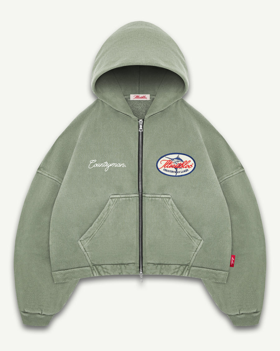 LAKES CREST ZIP HOODIE - MOSS GRAY