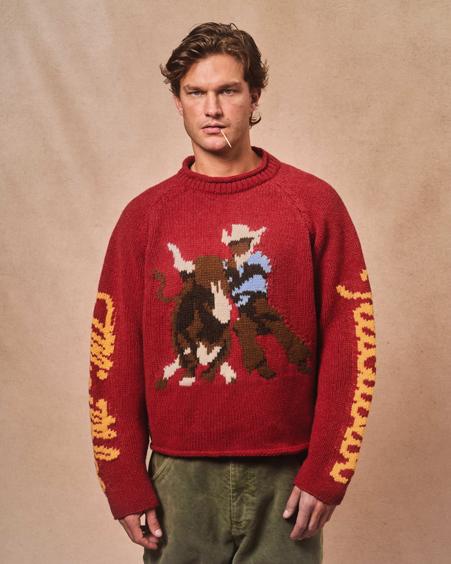 LASSO ROLLNECK PULLOVER - RED