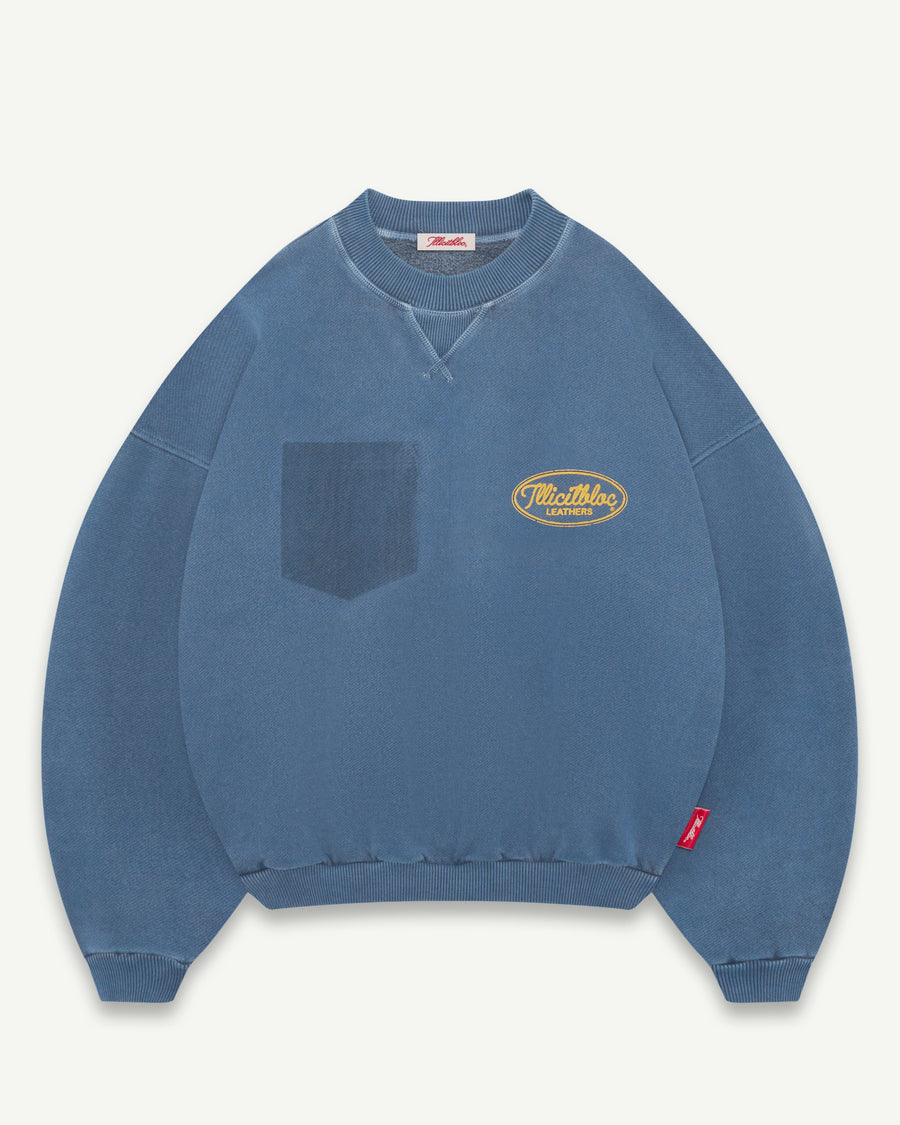 LEATHERS IRONWEAVE™ FADED POCKET SWEATSHIRT - CHORE BLUE