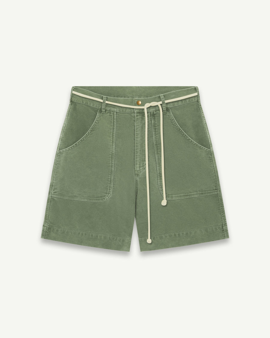 MOLESKIN FATIGUE SHORTS - MOSS GRAY