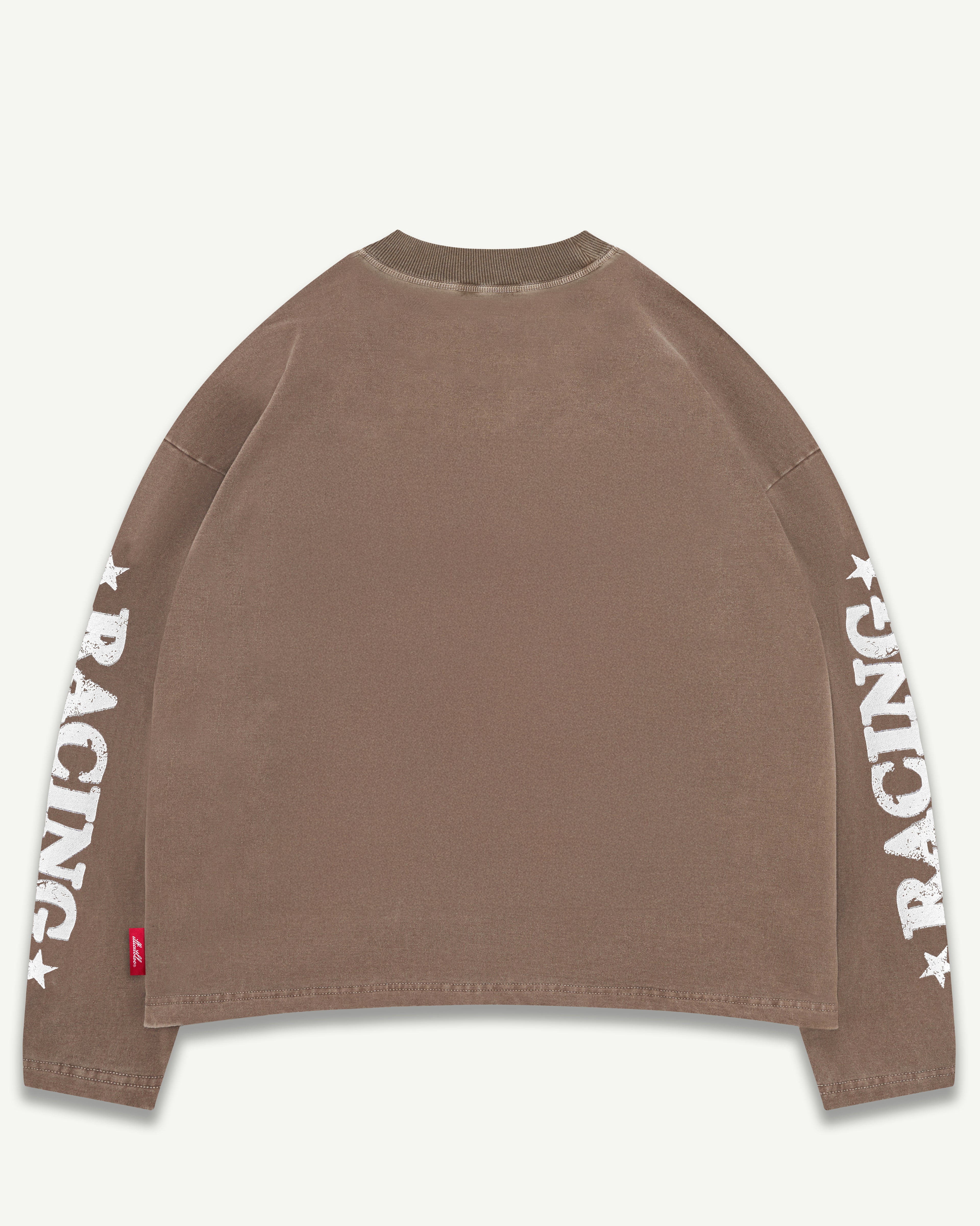 MOTOR OIL LONG SLEEVE T-SHIRT - WASHED BROWN