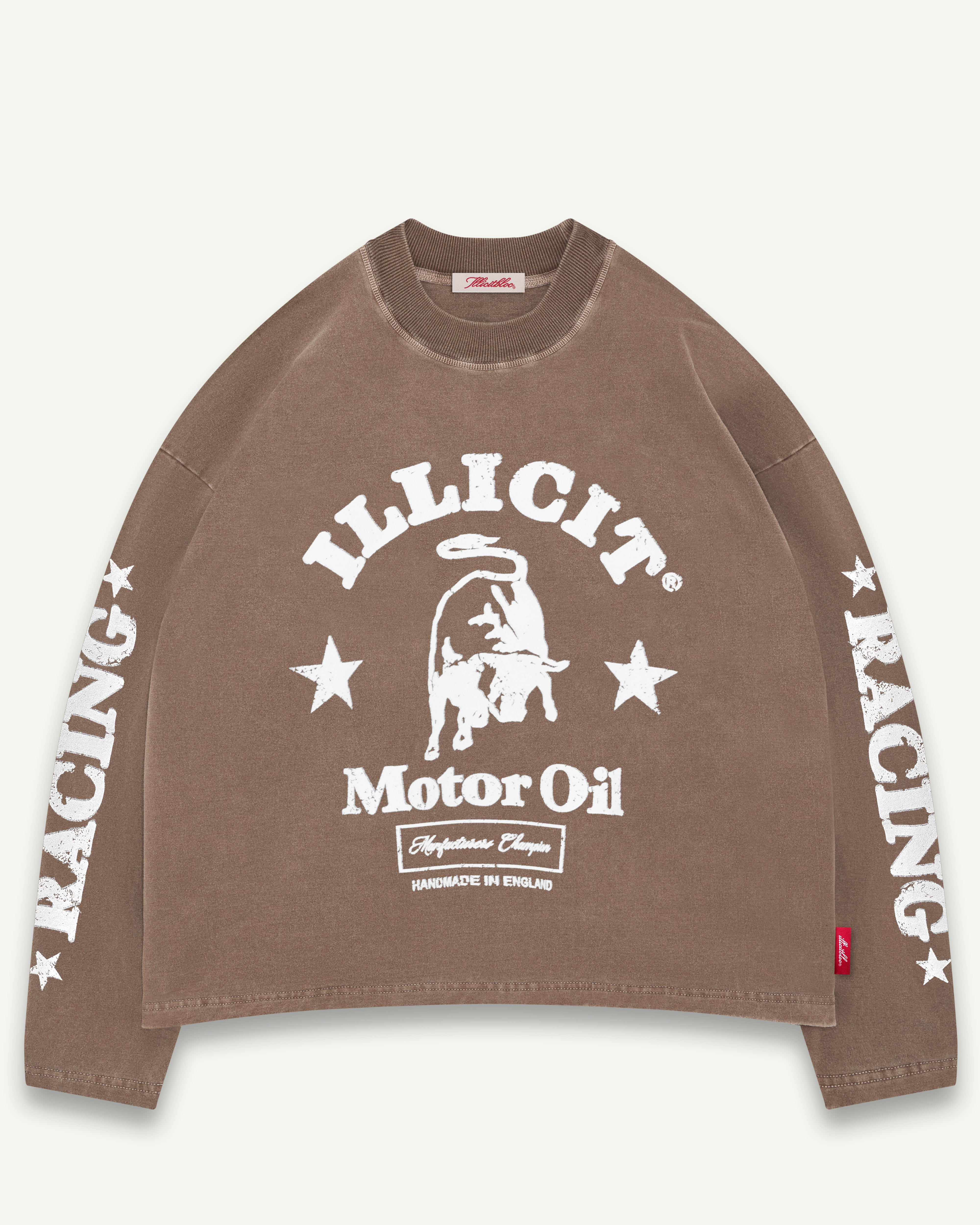 MOTOR OIL CLOUDWEAVE™ LONG SLEEVE T-SHIRT - WASHED BROWN – Illicitbloc
