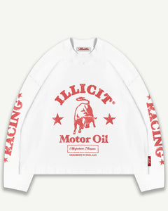 MOTOR OIL LONG SLEEVE T-SHIRT - WHITE