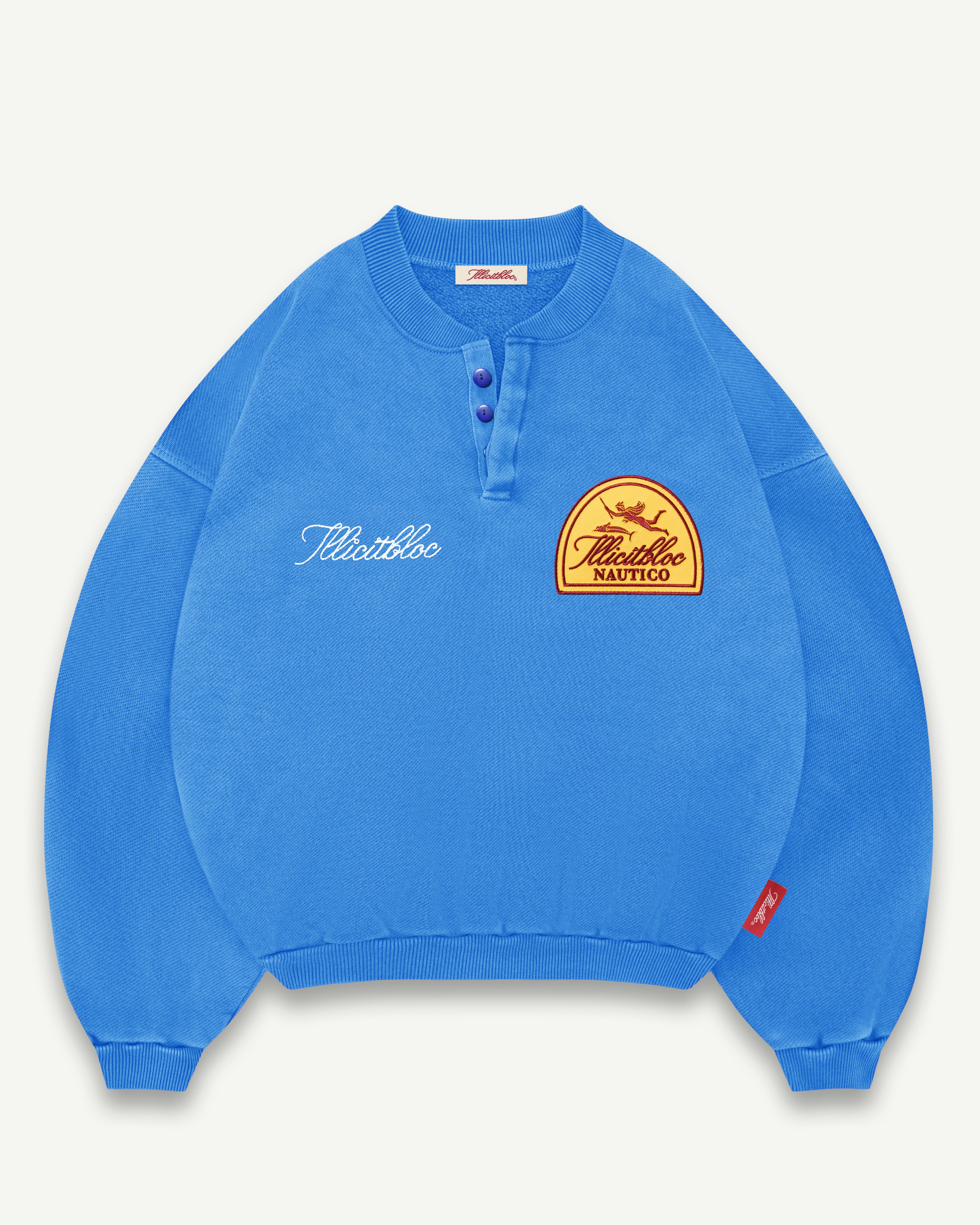 NAUTICO IRONWEAVE™ HENLEY CREWNECK - COBALT – Illicitbloc