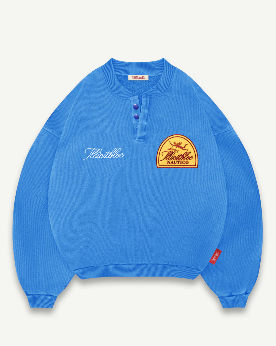NAUTICO IRONWEAVE™ HENLEY CREWNECK - COBALT