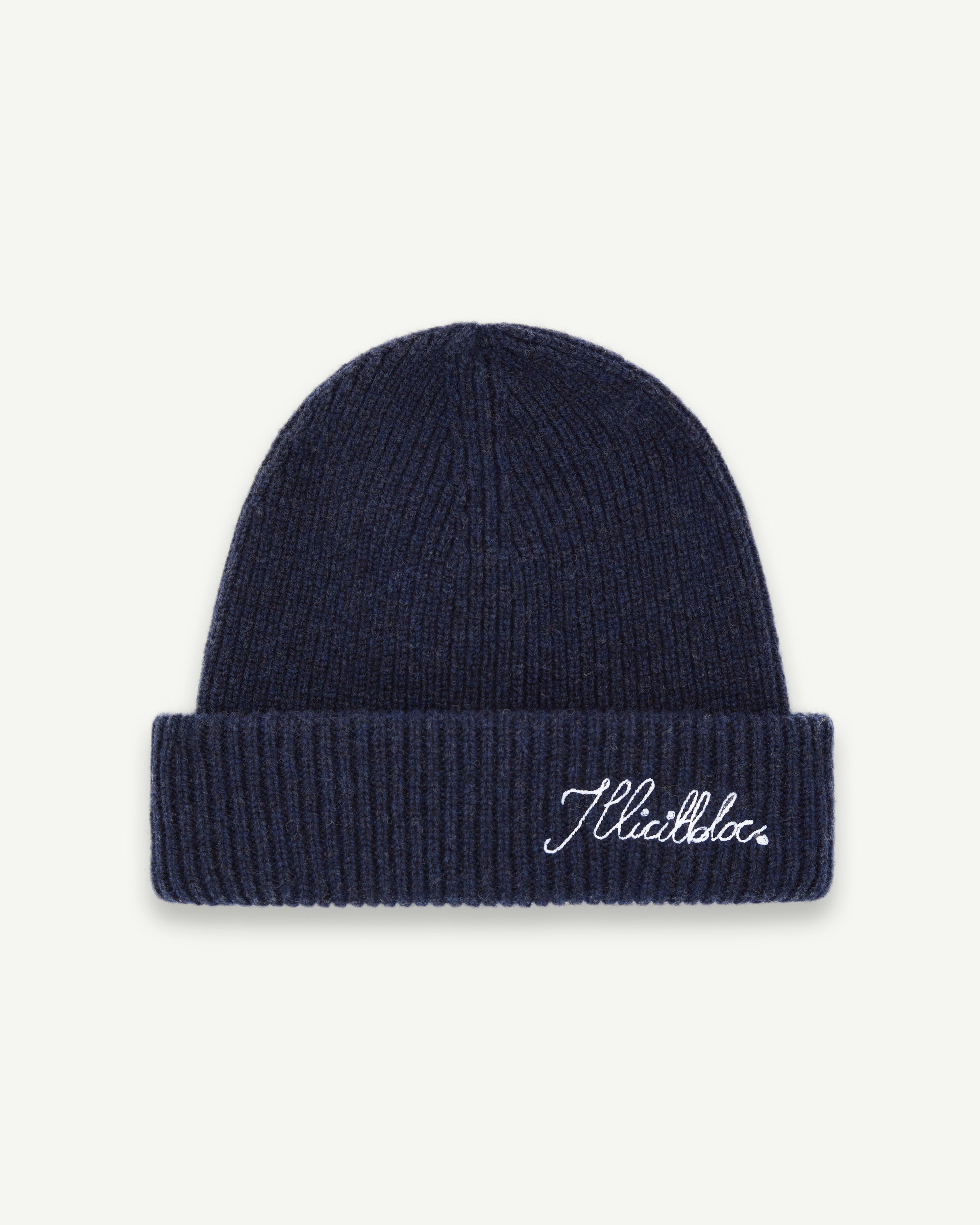 LAMBSWOOL ANGLER BEANIE - NAVY
