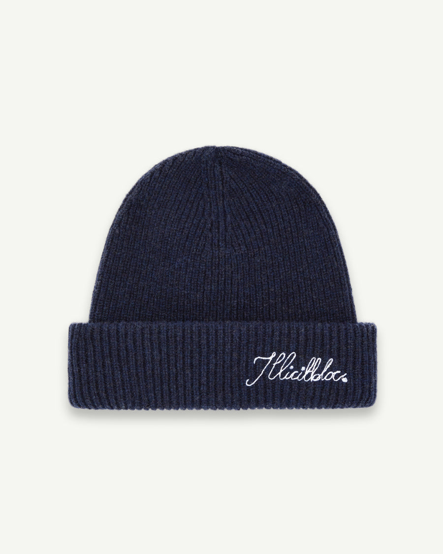 LAMBSWOOL ANGLER BEANIE - NAVY