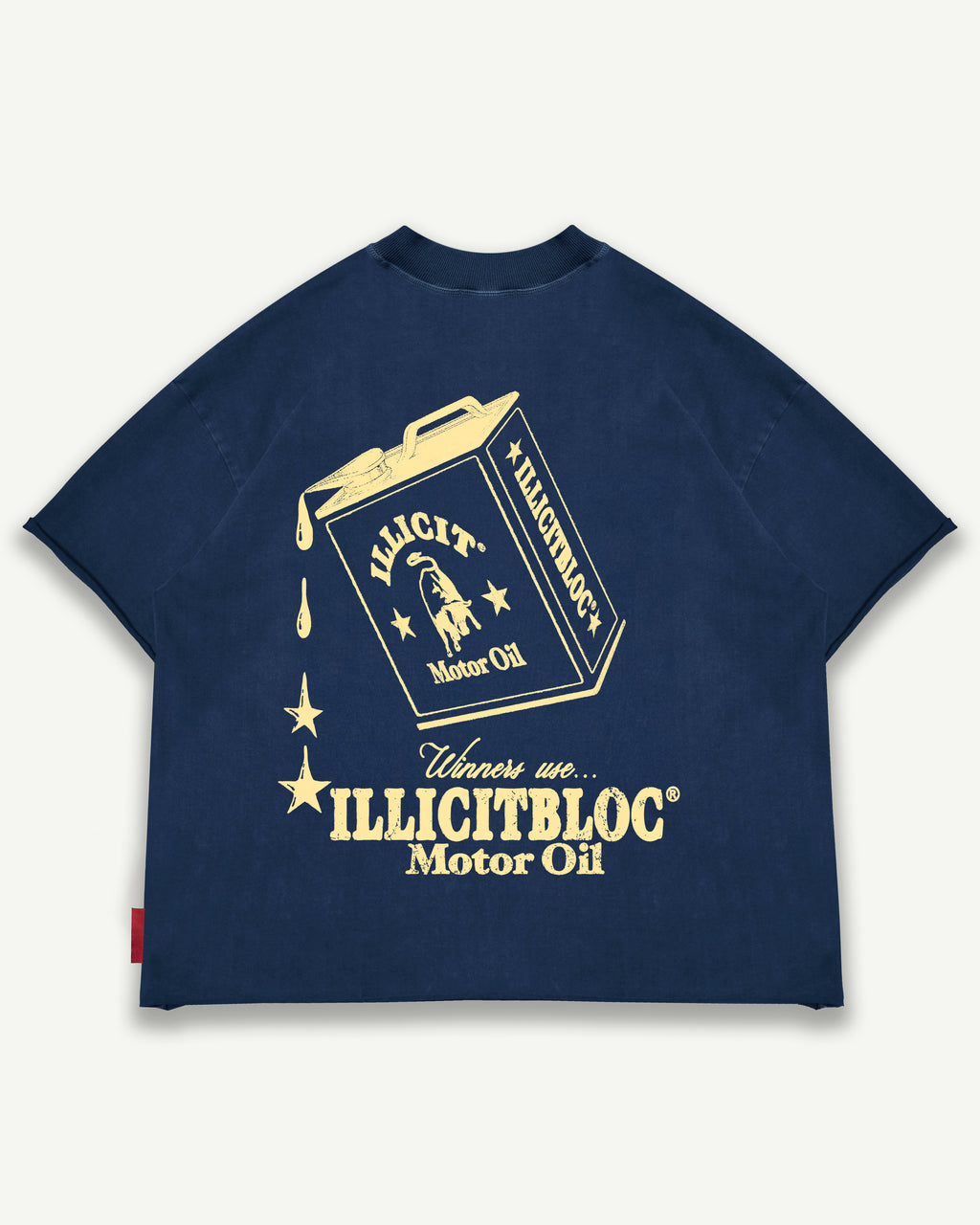 Oil Can Raw Hem T-shirt - Navy