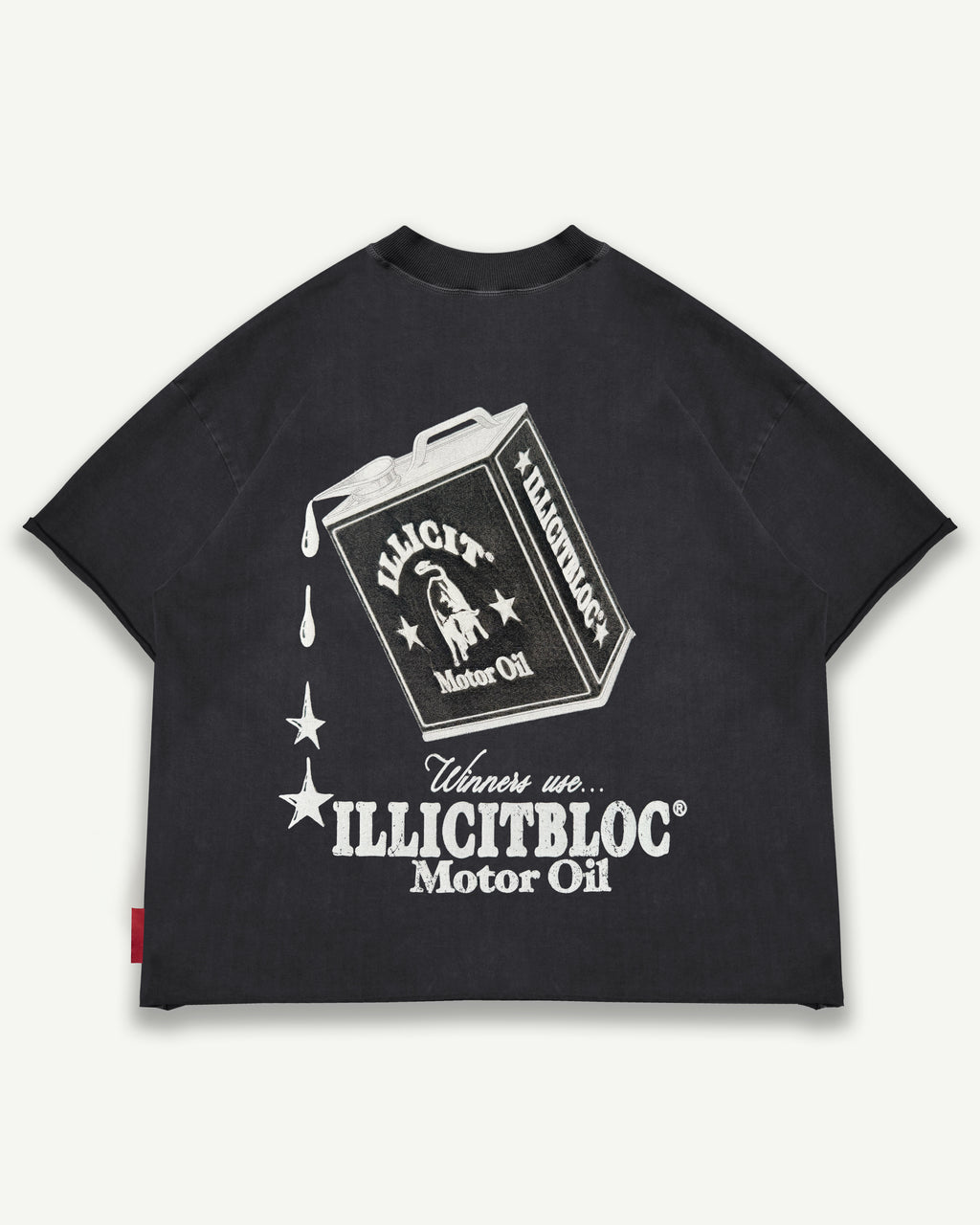 Oil Can Raw Hem T-shirt - Vintage Black