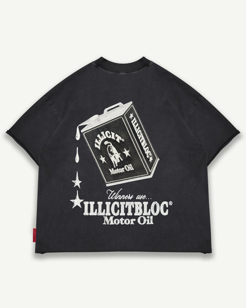 OIL CAN RAW HEM T-SHIRT - VINTAGE BLACK
