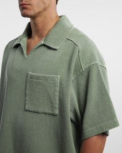 SHORT SLEEVE DRILL TOP - WASHED OLIVE