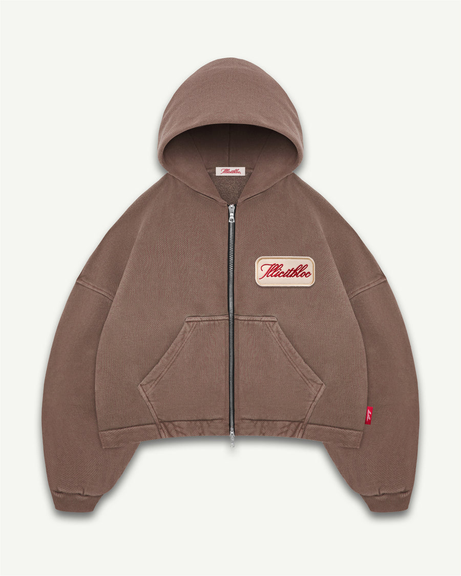 PATCHWORK TITANWEAVE™ ZIP HOODIE - WASHED BROWN