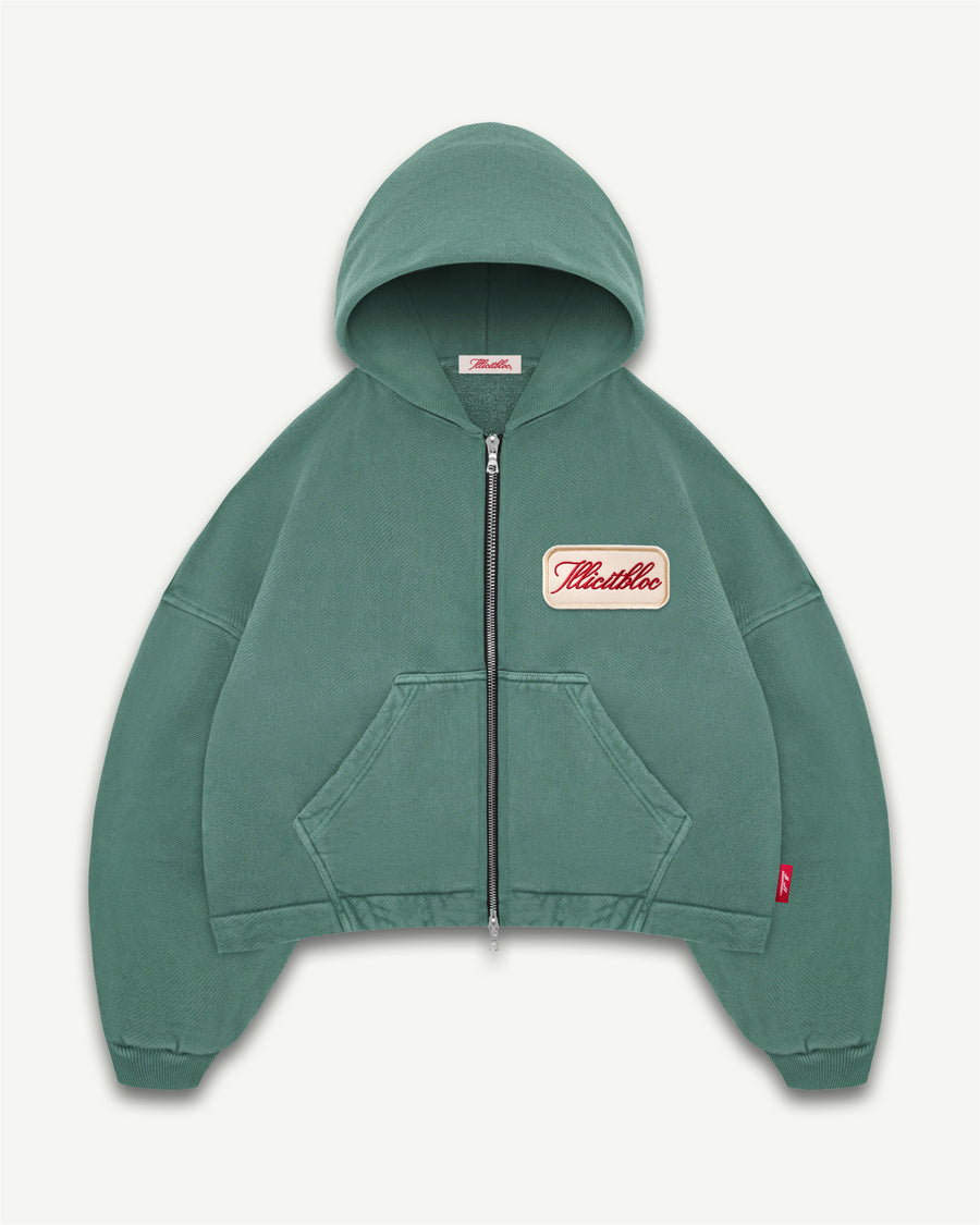 PATCHWORK TITANWEAVE™ ZIP HOODIE - WASHED GREEN