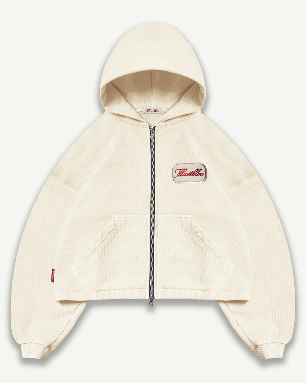 Patchwork Zip Hoodie - Ecru