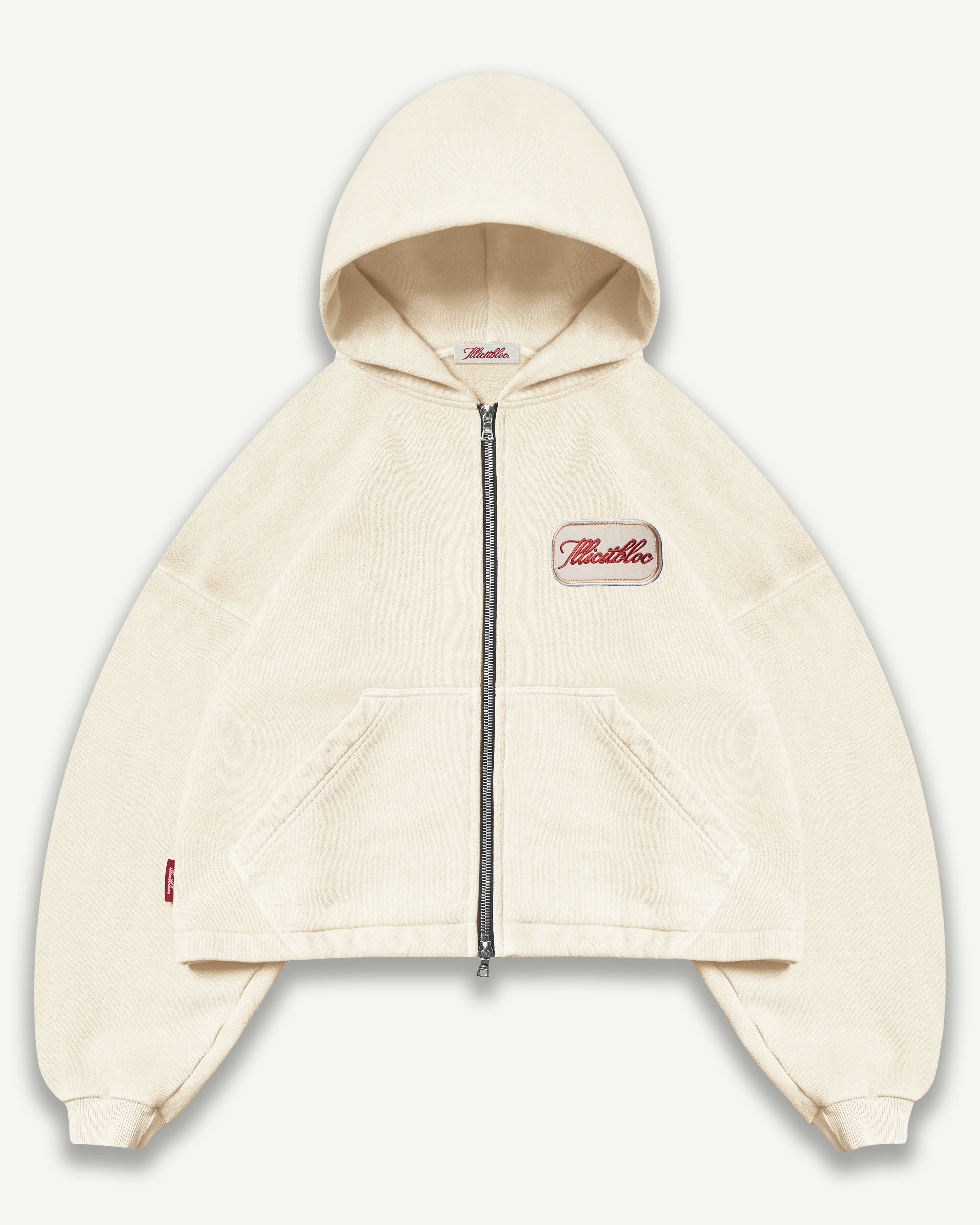 Patchwork Zip Hoodie - Ecru