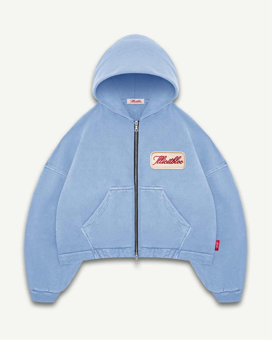 PATCHWORK TITANWEAVE™ ZIP HOODIE - POWDER BLUE