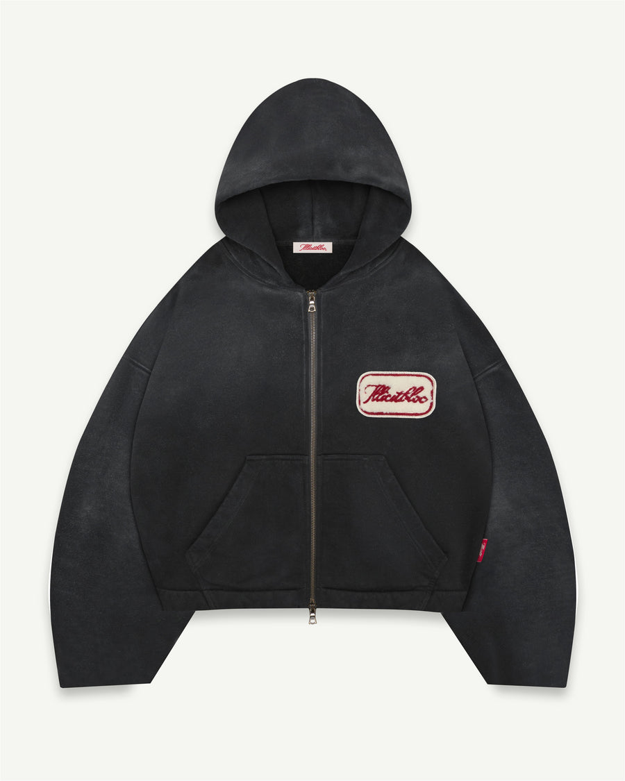 LEGACY PATCHWORK TITANWEAVE™ ZIP HOODIE - SUN FADED BLACK