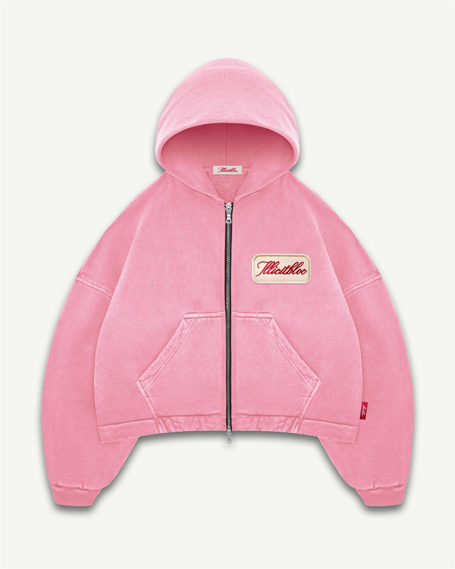 PATCHWORK TITANWEAVE™ ZIP HOODIE - WASHED PINK