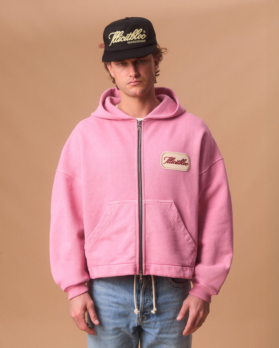 PATCHWORK TITANWEAVE™ ZIP HOODIE - WASHED PINK