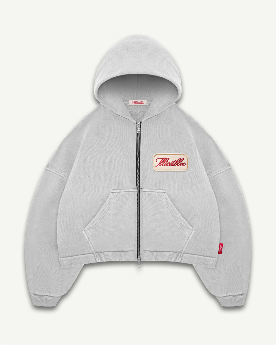 PATCHWORK TITANWEAVE™ ZIP HOODIE - POWDER GREY
