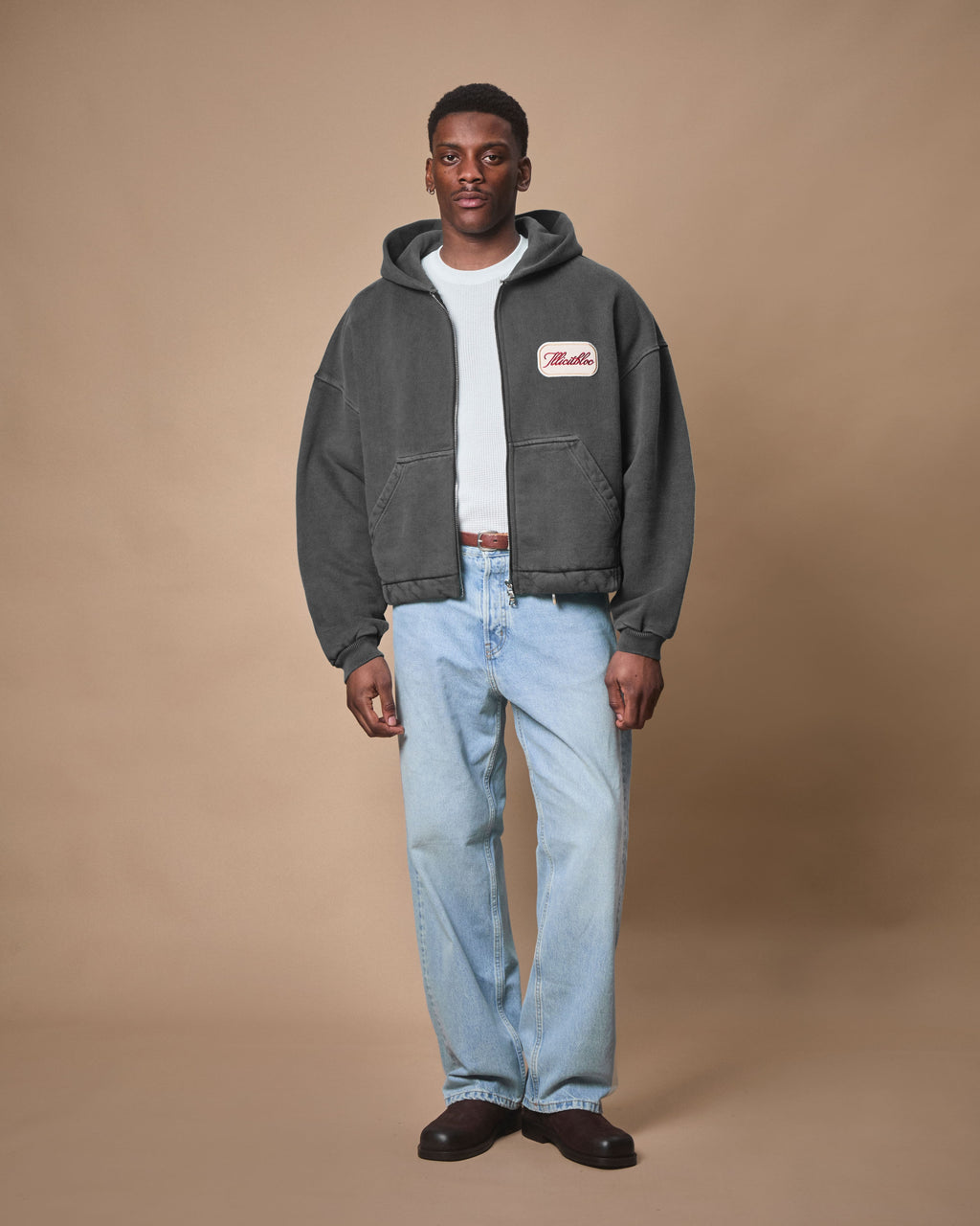 PATCHWORK TITANWEAVE™ ZIP HOODIE - WASHED BLACK