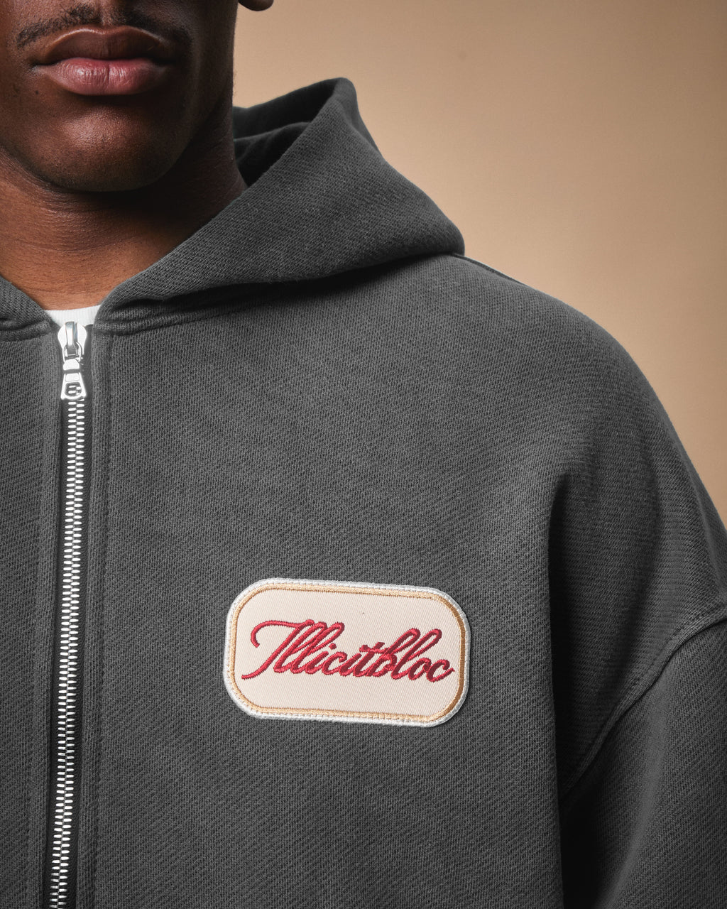 PATCHWORK TITANWEAVE™ ZIP HOODIE - WASHED BLACK