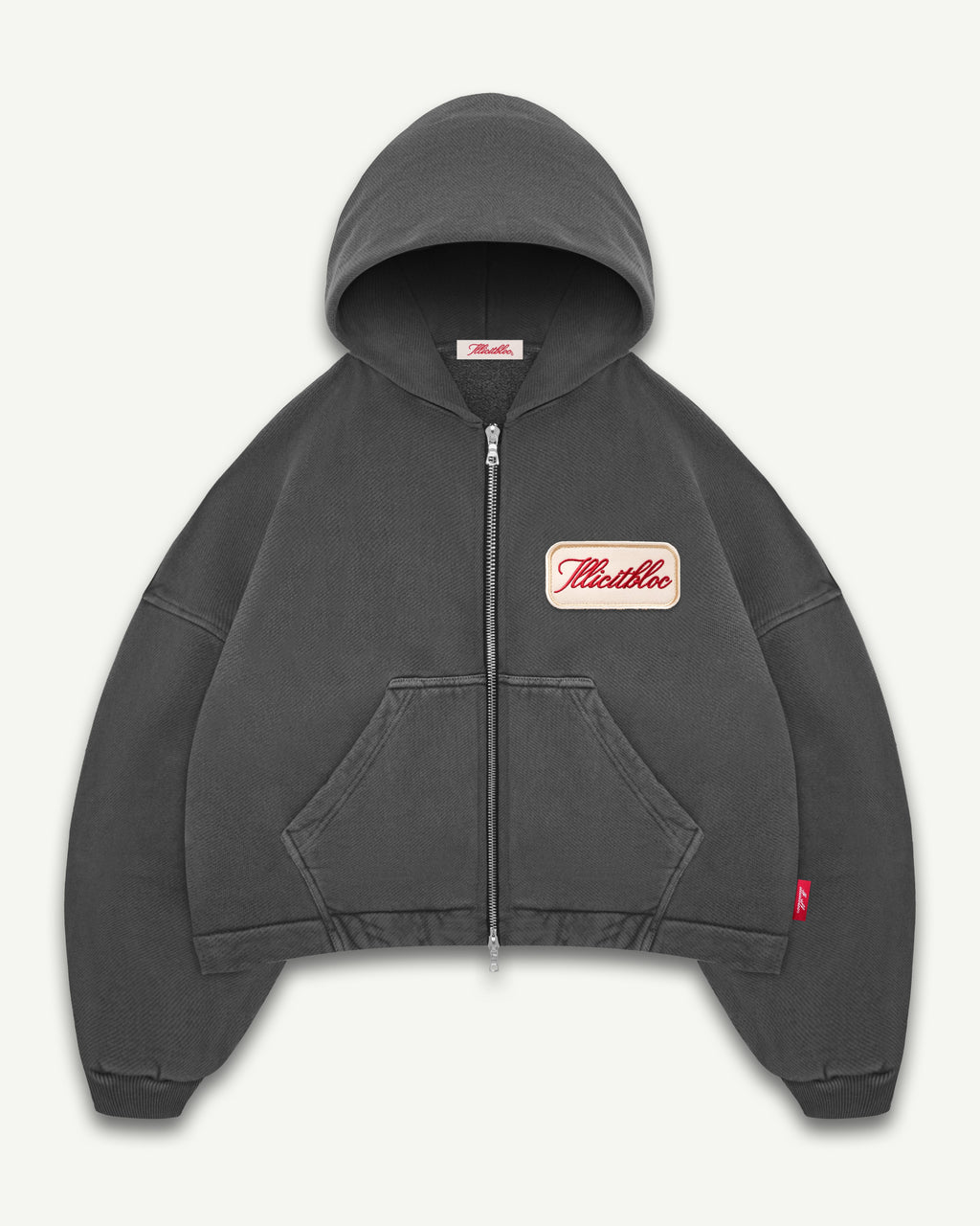 PATCHWORK TITANWEAVE™ ZIP HOODIE - WASHED BLACK
