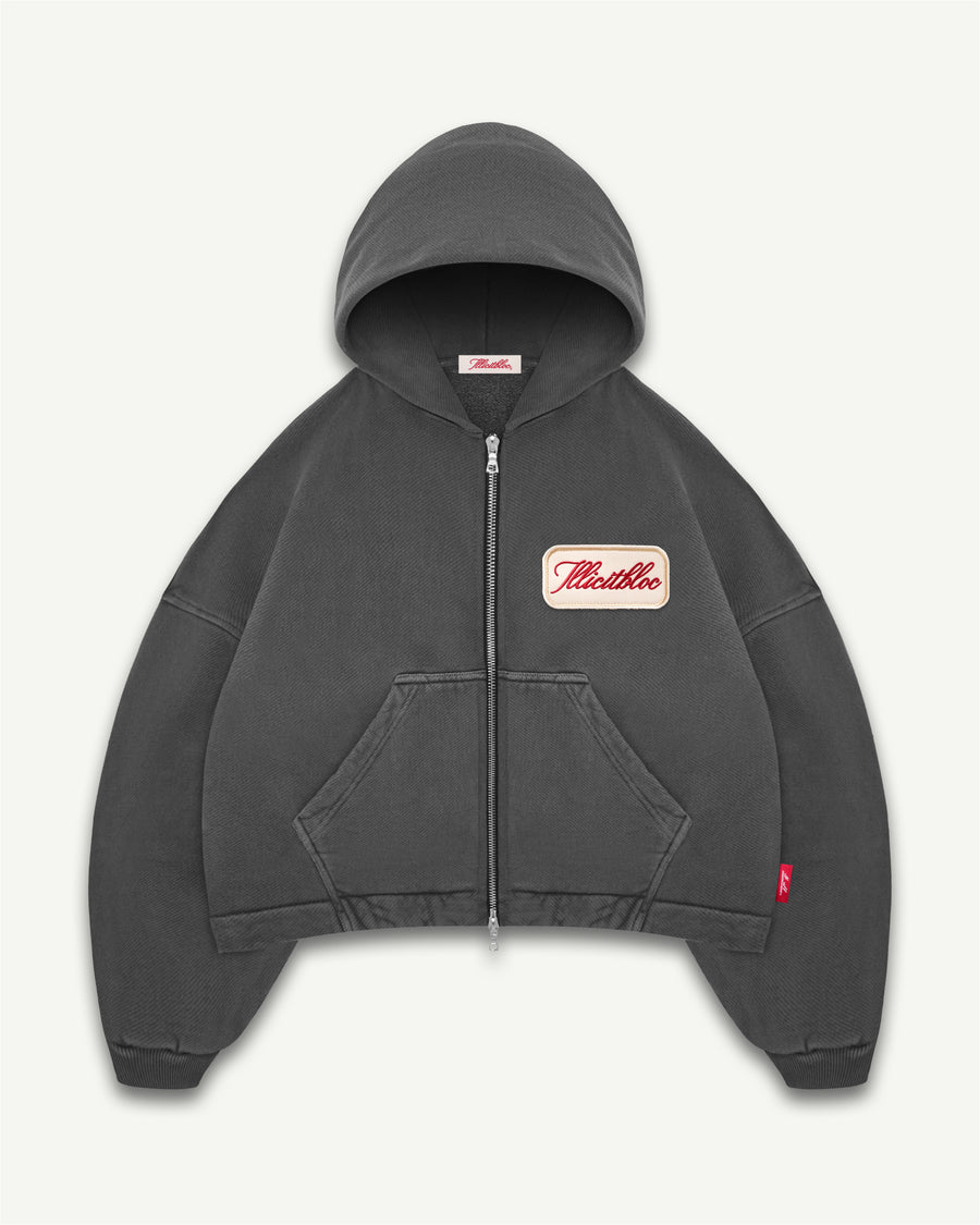 PATCHWORK TITANWEAVE™ ZIP HOODIE - WASHED BLACK