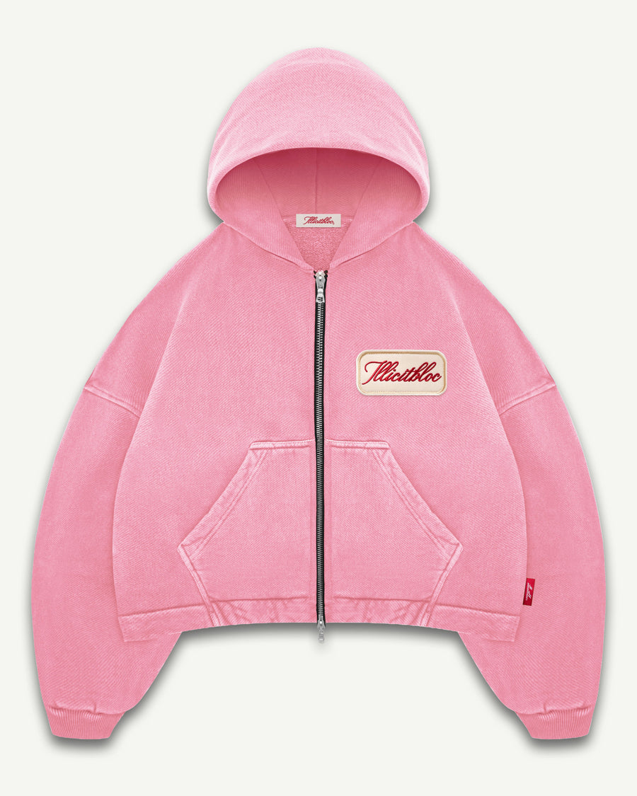 PATCHWORK TITANWEAVE™ ZIP HOODIE - WASHED PINK