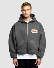Load image into Gallery viewer, PATCHWORK ZIP HOODIE - WASHED BLACK
