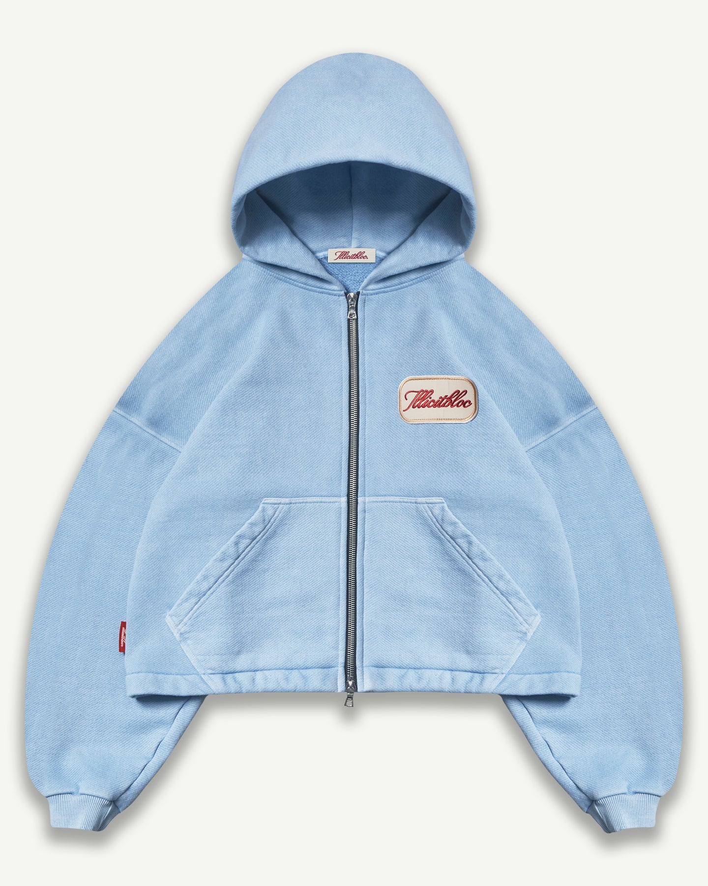 PATCHWORK ZIP HOODIE - POWDER BLUE