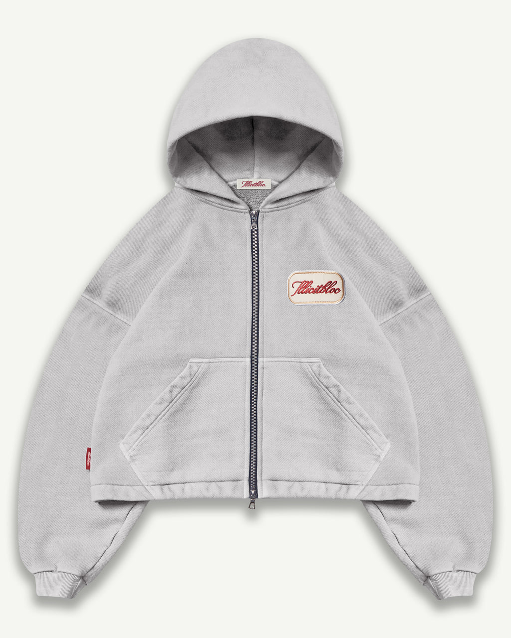 Patchwork Zip Hoodie - Powder Grey