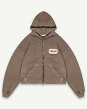 Load image into Gallery viewer, PATCHWORK ZIP HOODIE - WASHED BROWN

